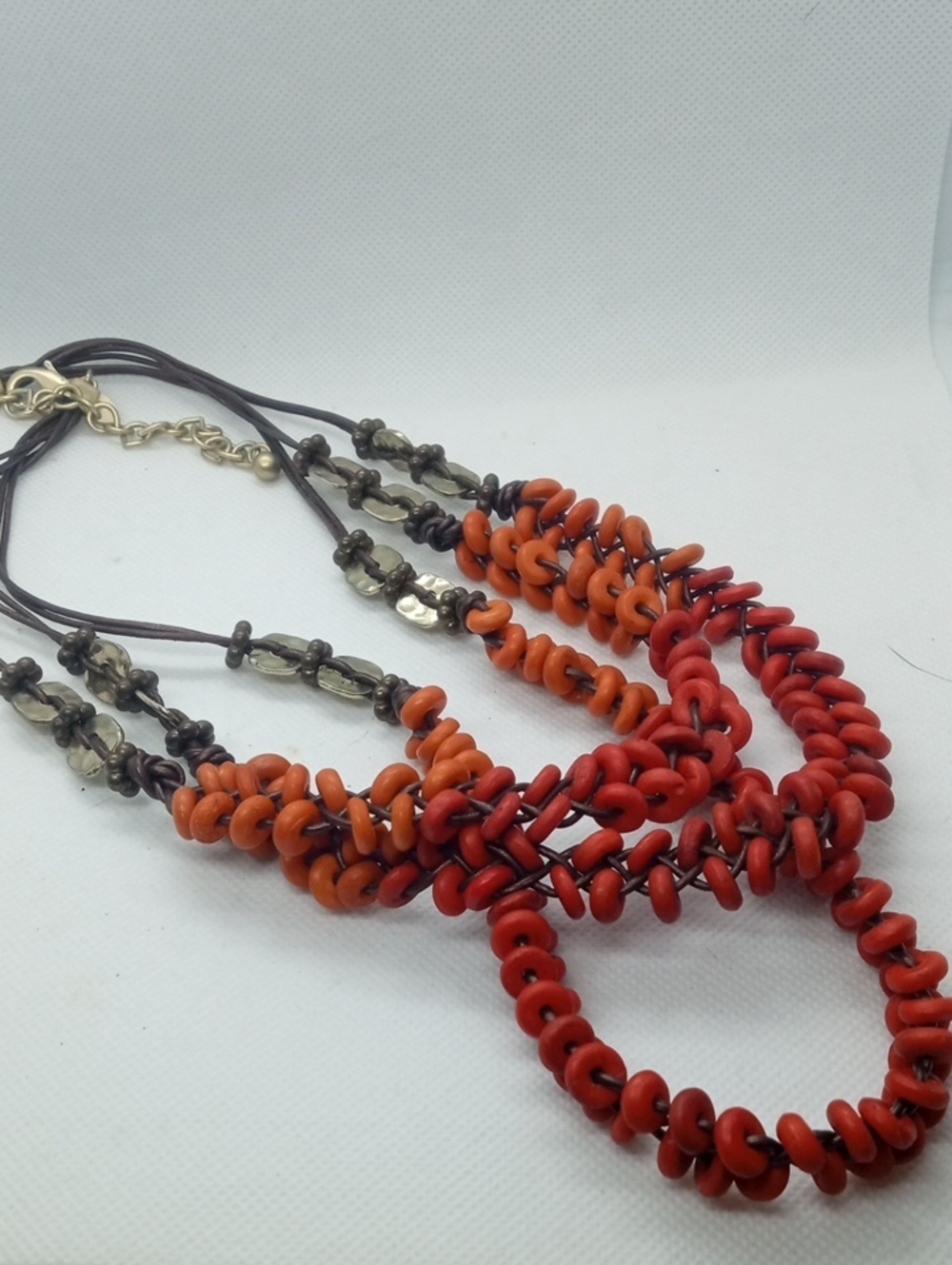 CHICO'S TRIPLE STRAND BEADED/CORD NECKLACE - Picture 6 of 7